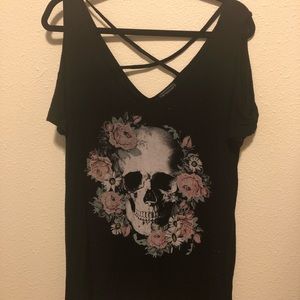 Low scoop off shoulder tank top